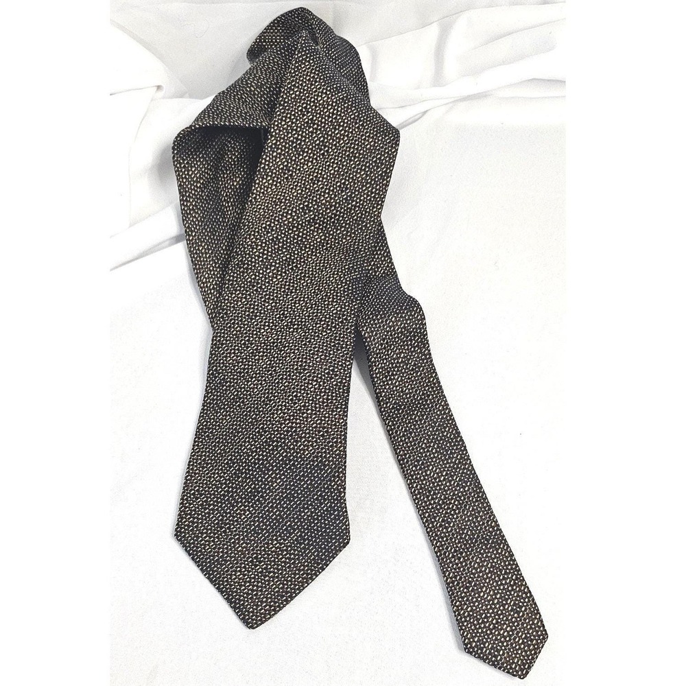 Charvet Place Vendome Silk Tie Brown Black Textured Micro Pattern Made in France